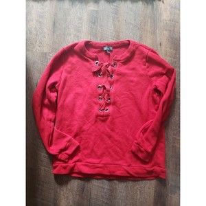 Womens L The Limited Red Comfy Lace Up Shirt